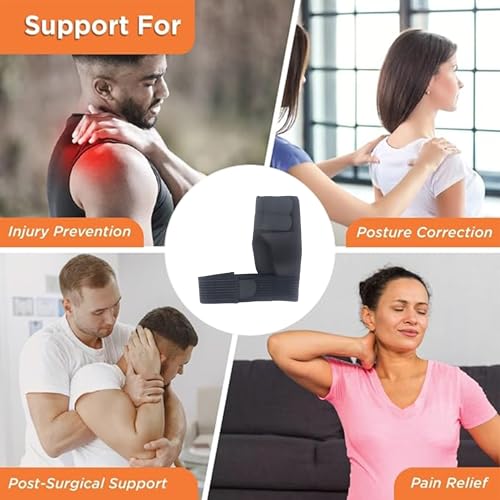 Image of ZEDAN Neoprene Shoulder Support Strap | Double Lock Adjustable Stretch Strap | Brace Support for Injury Prevention Immobilizer, Dislocated AC Joint | For Men & Women | Universal Fit (Left Side)