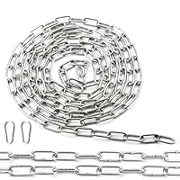Ziamzra Edelstahlkette Meterware Stahlkette 3M 1,5mm Edelstahl Ketten Gliederkette Verlängerungskette Metall Rundstahlkette Kette mit Karabiner für Hundekette Schaukeln Ketten Ankerkette Hängesessel