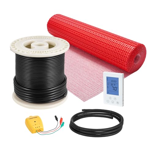 Top 10 Reviews of the Best Bathroom Floor Heating System 11 VEVOR 50 sqft Floor Heating Mat System, 120V Electric Radiant Heated Floor System, with Decoupling Membrane & Smart Control Thermostat & Alarm, Easy Installation for Tile, Stone, Vinyl