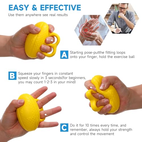 Fanwer Finger Exerciser Hand Squeeze Ball, Hand Grip Strength Trainer Build Hand, Finger and Wrist Strength, Finger Extension Exerciser for Rehab, Arthritis, Carpal Tunnel - Image 6