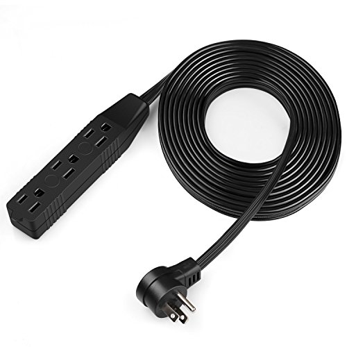 SIMBR Extension Cord Flat Plug Angled with Triple Outlets, Indoor Outdoor Extension Cord Heavy Duty, 16AWG SJTW, 3 prong, Black (6 FT) - Thumbnail 5