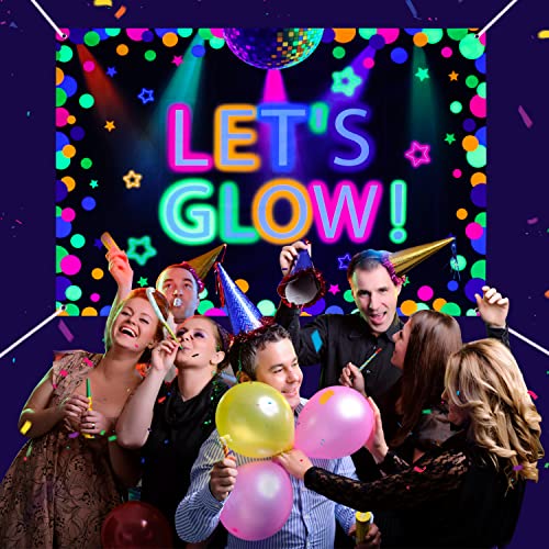 Fondo fotográfico neón Let's Glow 7x5 ft colorido para fiestas miniatura 7