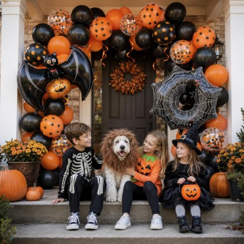 Image of Halloween Black Orange Balloons Pumpkin Bat Spider Foil Balloon Party Decor