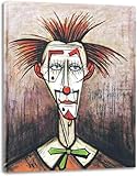 Bernard Buffet Framed Wall Art Prints,Famous Painting Sad Clown Stretched Giclee Print On Canvas,Reproduction on Canvas,Decor Picture Ready to Hang 90x120cm(35x48in) Framed