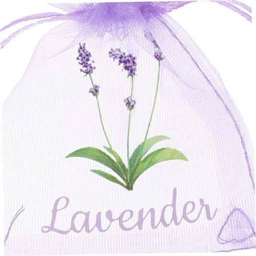 Amosfun 20 bolsas sachet de organza con cordón, floral violeta miniatura 3