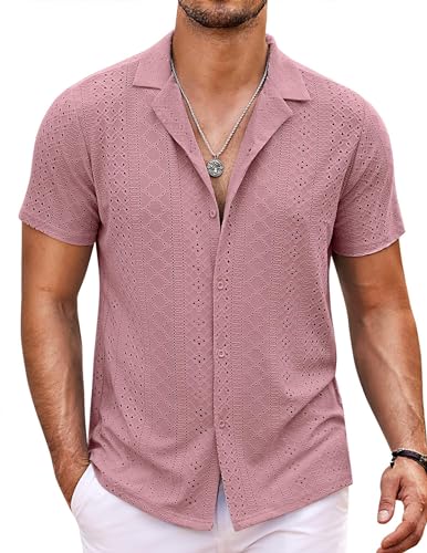 COOFANDY Mens Short Sleeve Tropical Beach Shirt