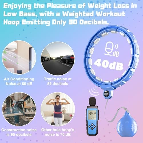 Cozylady Smart Weighted Workout Hoop for Adult Weight Loss,Waist Fitness Circle with Ball, Silent Hoop with 20 Adjustable Links,Exercise Belt & Measuring Ruler-Abs Exercise Equipment for Home 3