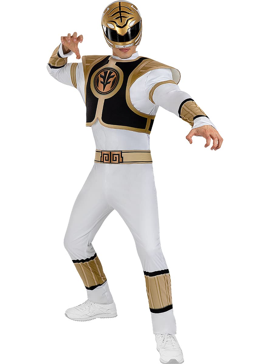 Funidelia Power Ranger Kostüm weiß für Herren, Offizielle Lizenz, Größe L Film und Serien, Superhelden - Verkleidung für Erwachsene für Partys, Karneval und Halloween