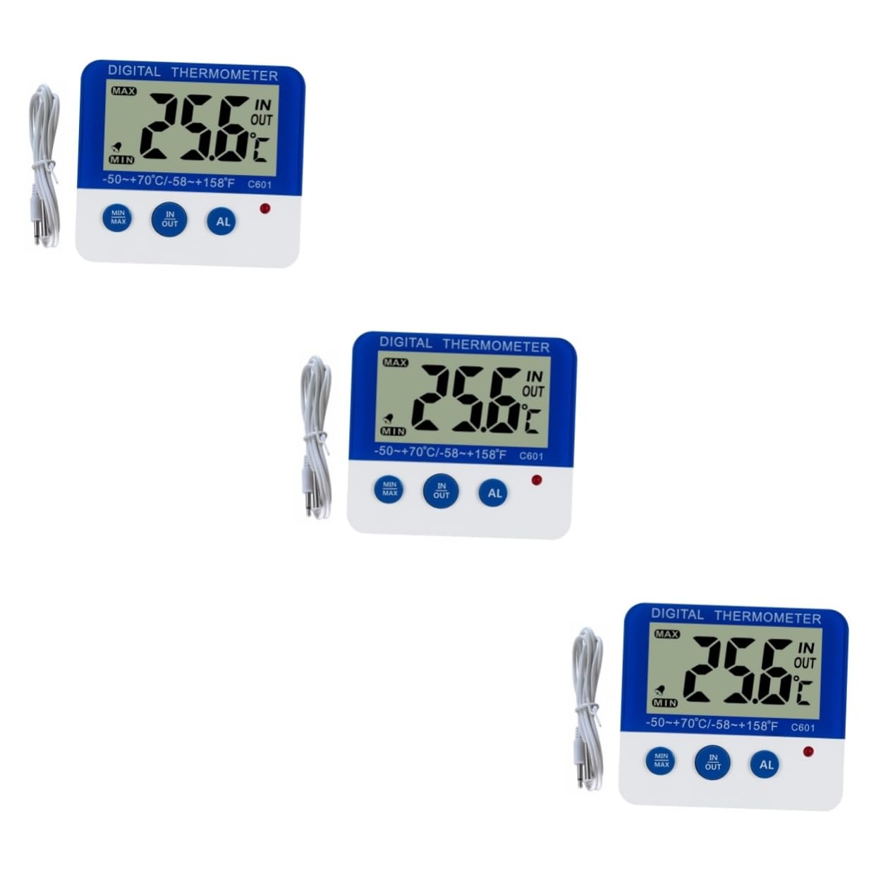 SHOWERORO 3 Termómetros Digitales C601 Para Congelador Y Refrigerador Con Alarma Y Accesorios De Cocina.