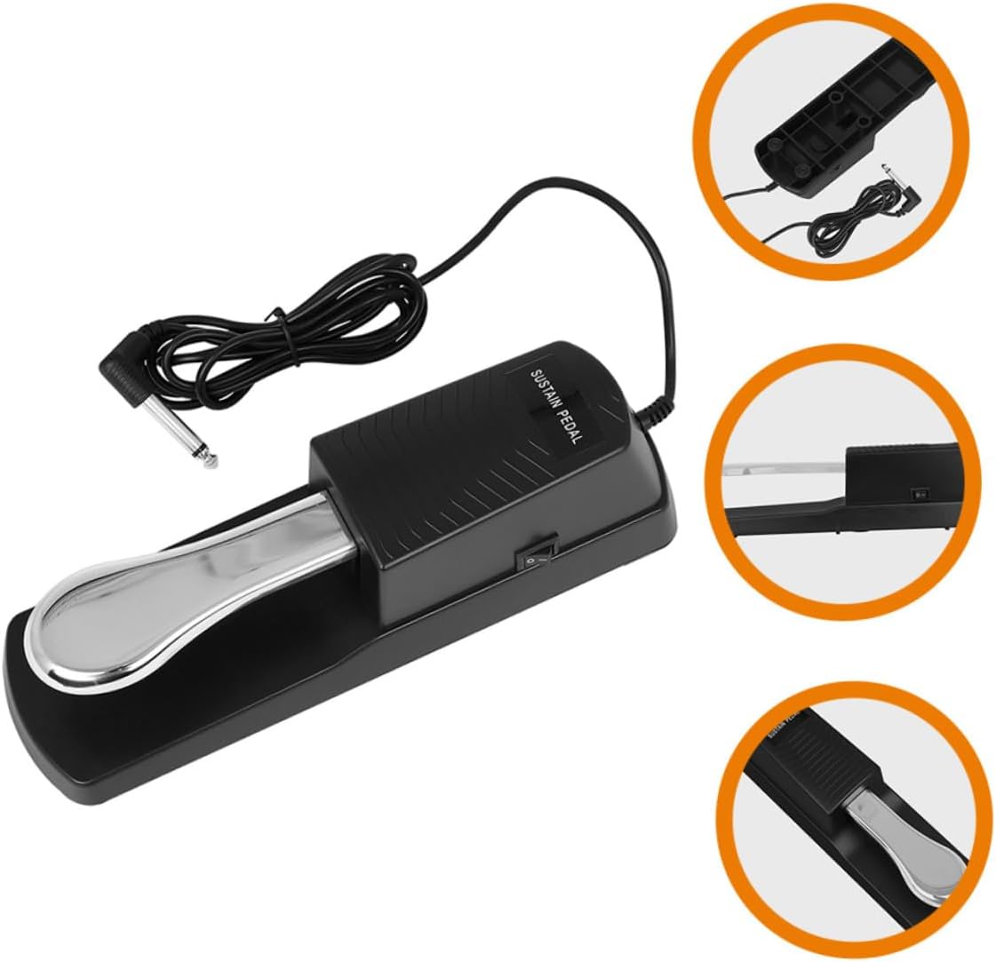 Ipetboom Sustain Pedal for Piano and Electronic Keyboard Metal and Abs Construction Tone Delay Design for Prolonged Note Sustain Compatible Keyboard Foot Pedal with Non-slip Base