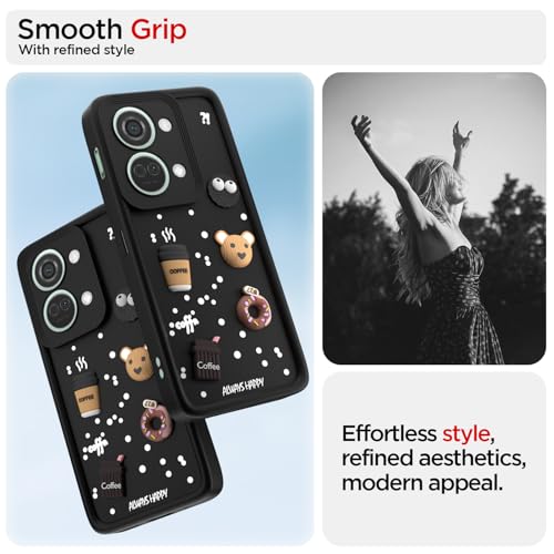 Image of Outlouders Back Cover for OnePlus Nord 3 5G | 3D Cartoon Bear Cute Fun Silicone Full Body Protection Bumper Case (Black)
