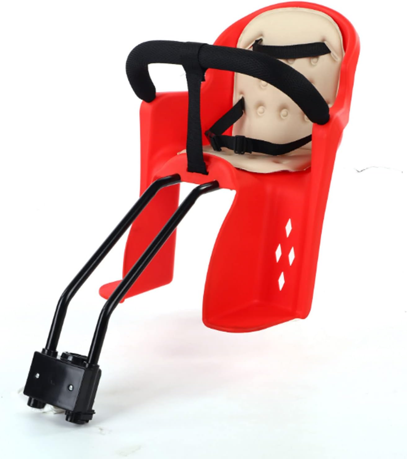 Kids Bike Seat to Fit in Adult Bike Front Rear Mount Child Carrier with Protective Railing Pedal for Mountain Bikes, Cruiser Bikes for Children Toddlers Aged 0.6 to 4, Max Weight 50kg,Red