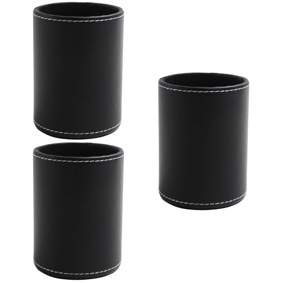 MAGICLULU 3piezas Portalápices Redondo De Piel Pu Para Oficina Organizador De Pinceles De Maquillaje y Utensilios De Escritorio Negro