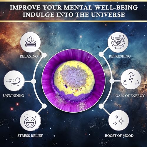 Galacticspa Cosmic Crystal Bath Bombs / 8 x 60g Handmade Bubble Bath Gift Set/Epsom Bath Salt/Vegan & Cruelty-Free/Luxury Spa Gift for Men, Women and Kids - Image 3