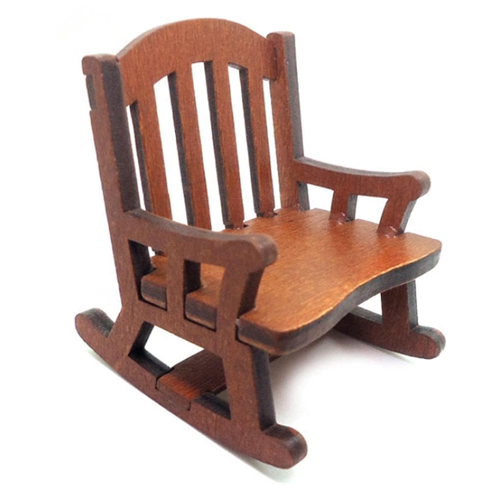 zalati Rocking Chair Hanging Ornaments 1/12 Miniature Handmade Wood Craft Furniture Accessory for Home Dollhouse Christmas Tree Decor