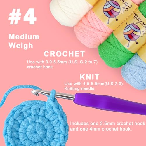 Image of Crochetta Crochet Kit for Beginners Adults - Complete Starter Set with Crochet Hooks, Scissors, Stitch Markers + 12-Colored Yarn 45-50 Yards (20g) per Color