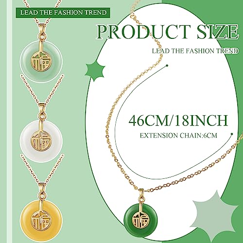 4 Pcs Jade Pendant Necklace Jade Good Luck Chinese Fu Fortune Pendant Necklace for Women Gift2