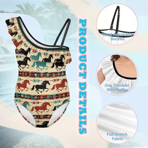 Swimsuits for Girls 3-14 One Shoulder Ruffle Bathing Suit Beach Kids One Piece Swimwear Summer Outfits3