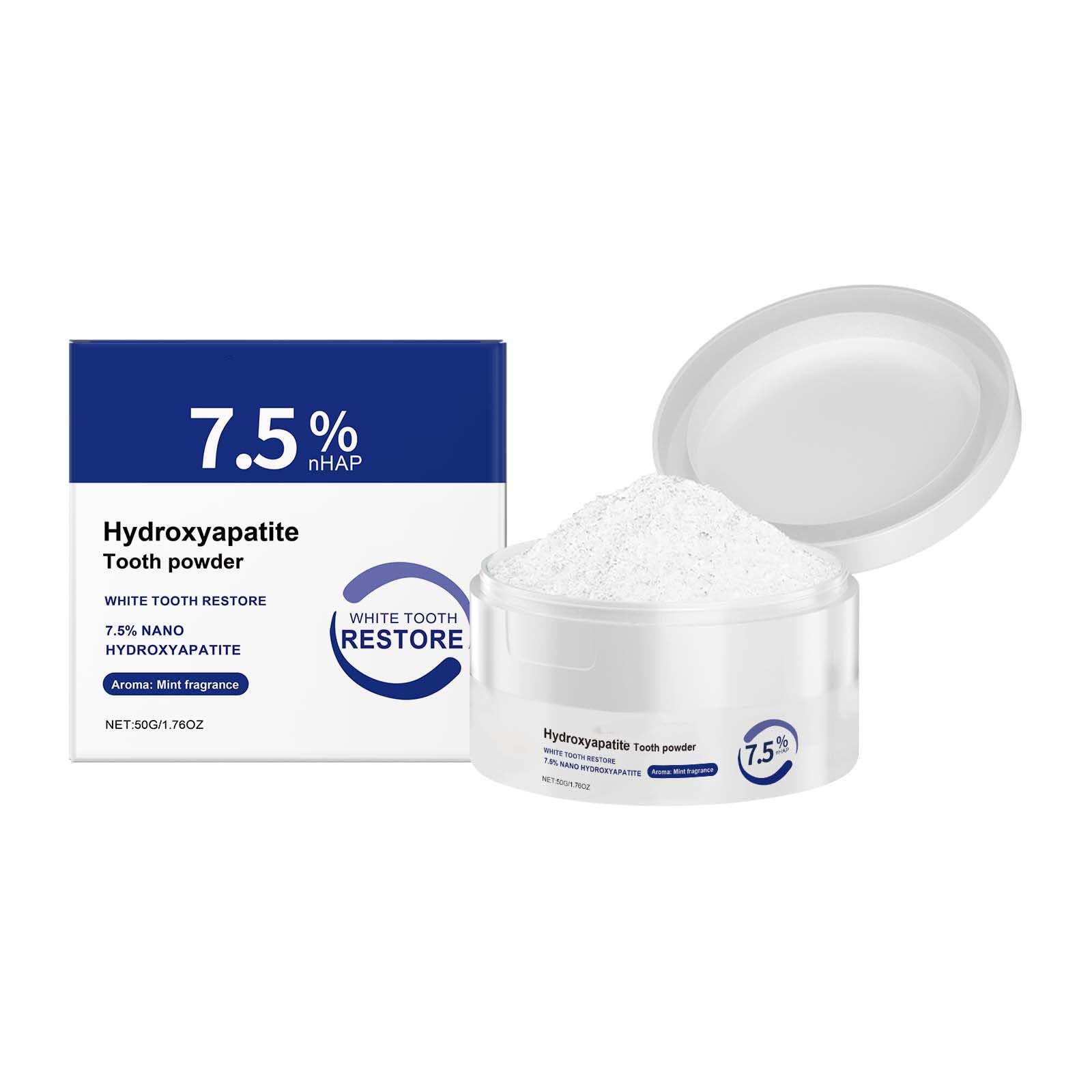 Hydroxyapatite Tooth Powder, Nano Hydroxyapatite Toothpaste, Natural Enamel Repair & Sensitivity Relief, Fluoride-Free with 7.5% Nano Hydroxyapatite, Deep Cleaning Care Tooth Powder (1 Pcs)