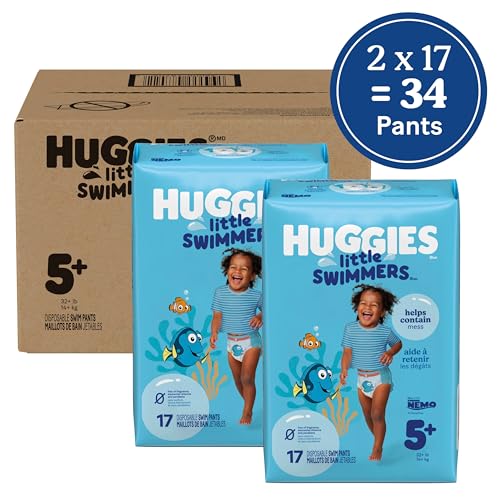 Image of Huggies Little Swimmers Swim Baby Diapers, Size 5-6 Large, 34 Count (2 Packs of 17)
