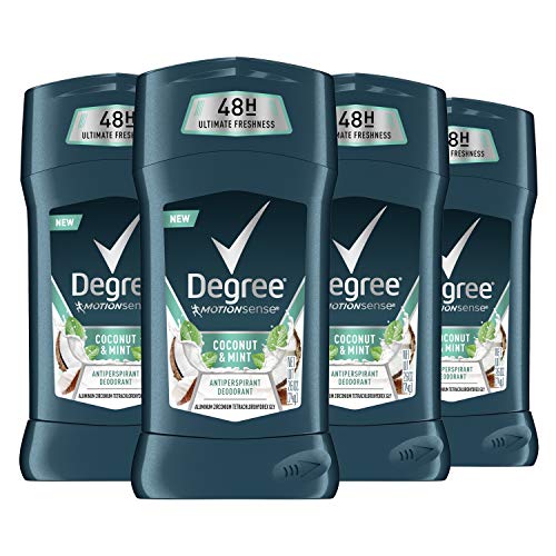 Degree Men Antiperspirant Deodorant Stick Coconut + Mint 48-Hour Protection, 2.6 oz, 4 count