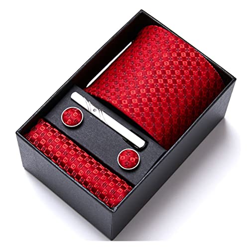 Set de corbata para hombre con pañuelo y gemelos rosa miniatura 5