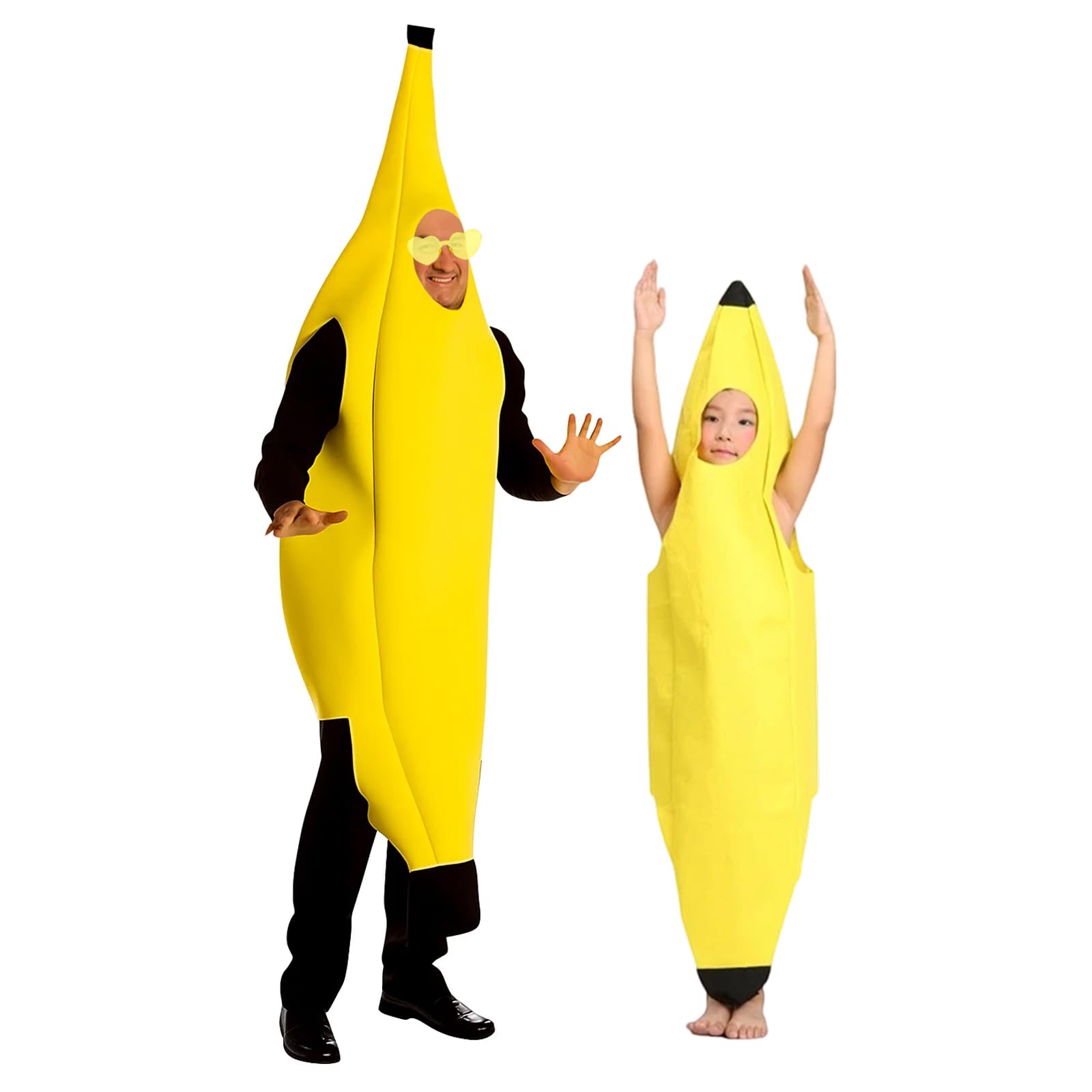 DtgEcd 2 Set of Funny Banana Costume for Adults Kids, Lightweight & Comfortable Banana Fancy Dress Outfits, One Size Fits Most, Fancy Dress Costume Easy to Wear and Remove for Adults/Kids