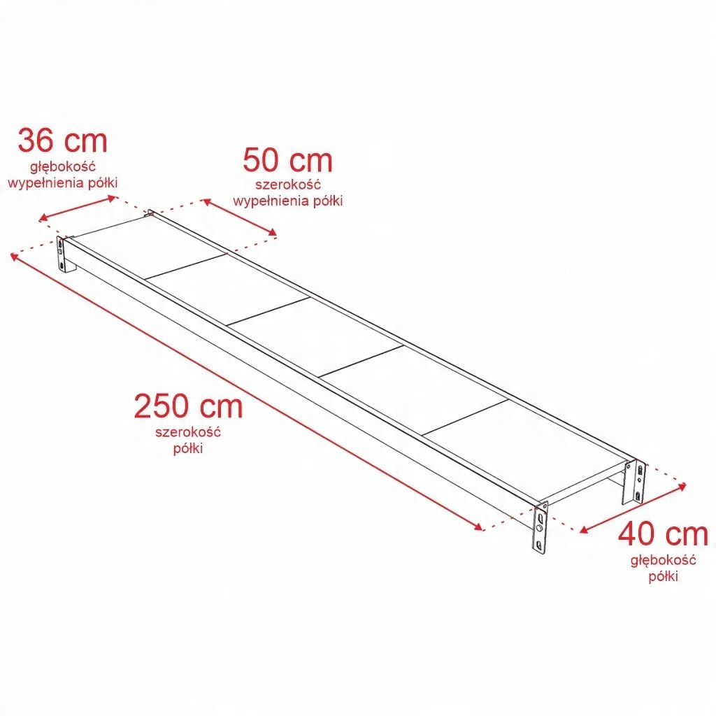 REGAŁ MAGAZYNOWY Metalowy 4-PÓŁKOWY 240x258,5x40 cm 1000KG Dostawny FORTIS