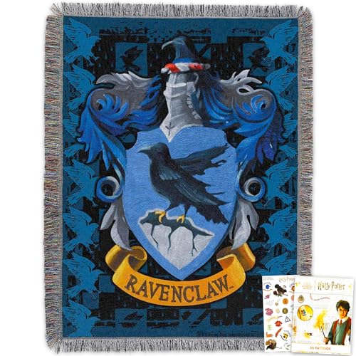 Harry Potter Tapestry Wall Art Set - Bundle with 48"x 60" Hogwarts Ravenclaw Room Decor Posters Plus Stickers, More Ravenclaw Crest Room and Home Decorations