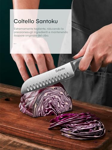 D.Perlla Set Coltelli da Cucina 16 Pezzi in Acciaio Inossidabile, Ceppo Professionali con Blocco in legno - immagine 6