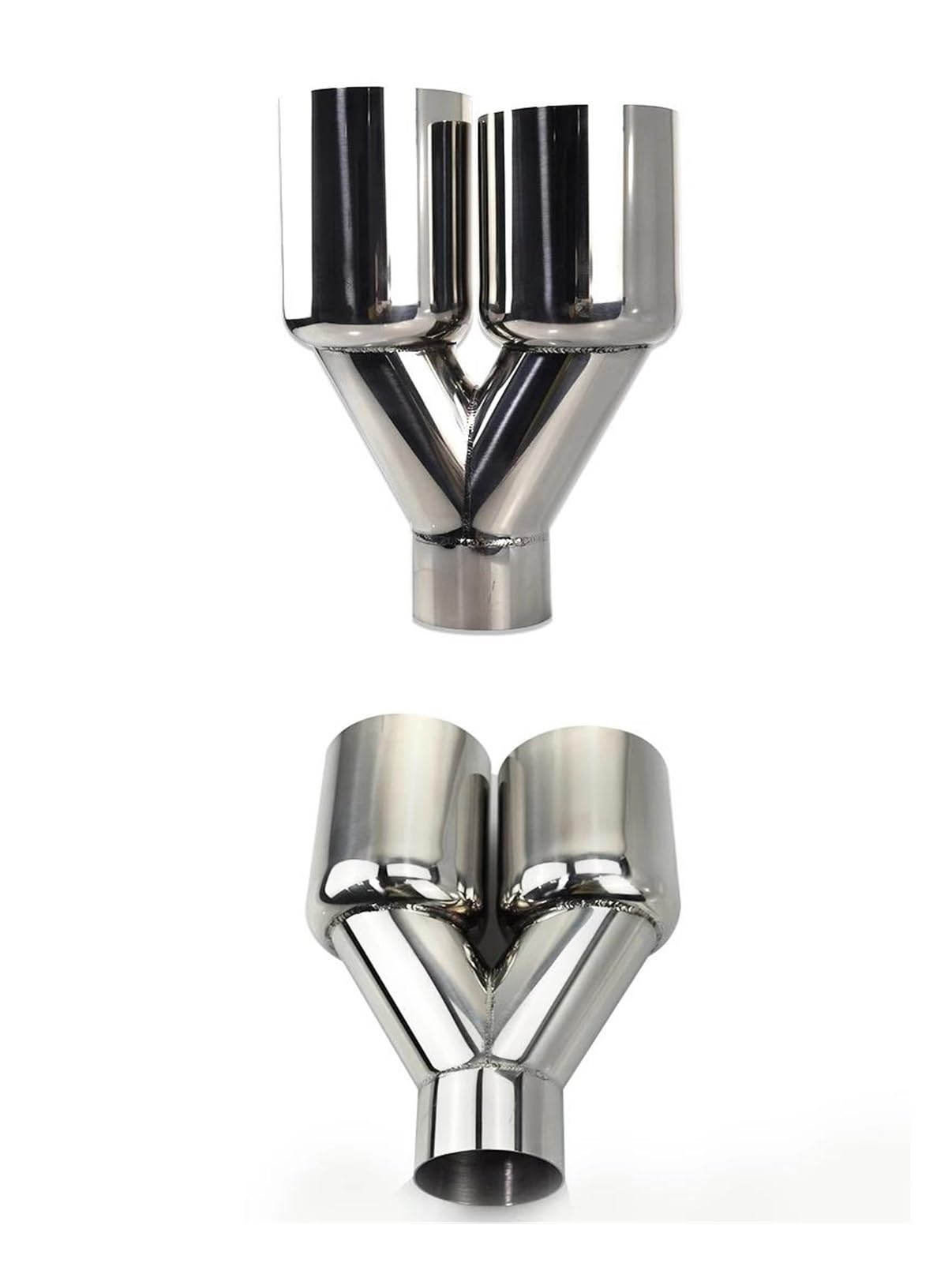 Tubo Scarico Per Automobili Terminale Scarico Doppio In Acciaio Inossidabile Con Bordo Dritto Saldato In Argento Lucido Terminale Scarico Auto(Right inlet63mm)