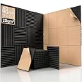 HERTBER Self-Adhesive Acoustic Foam Panels, 12" x 12" x 1" Sound Proofing Padding for Wall, High Density Sound Absorbing Panels for Studio & Home Office 48 Pack