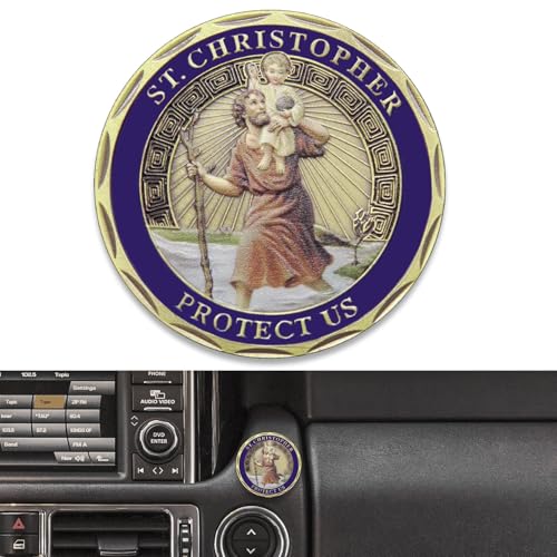Anwlki Placa de San Cristóbal para coche Ø 4cm, medalla de San Cristóbal para protegernos, que llegues bien a casa, regalo con 1 imán de hierro y 3 pegatinas adhesivas de doble cara (multicolores)