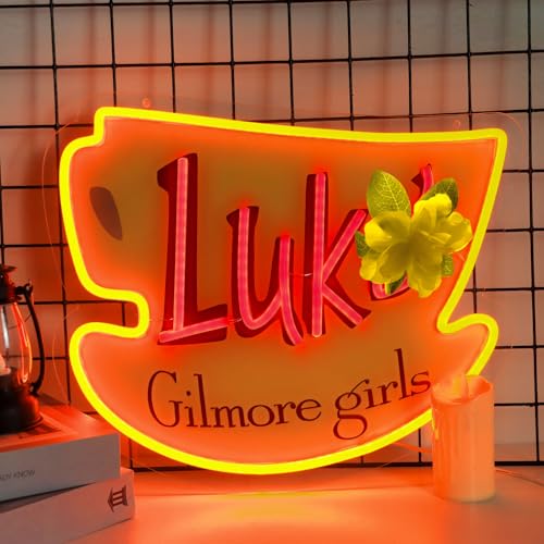Image of Pugna Luke's Coffee Neon Signs for Wall Decor Dimmable Neon Lights for Bedroom Led Signs Suitable for Dormitory Man Cave Christmas Gift 15.7 x 12.9IN-USB Powered-Acrylic