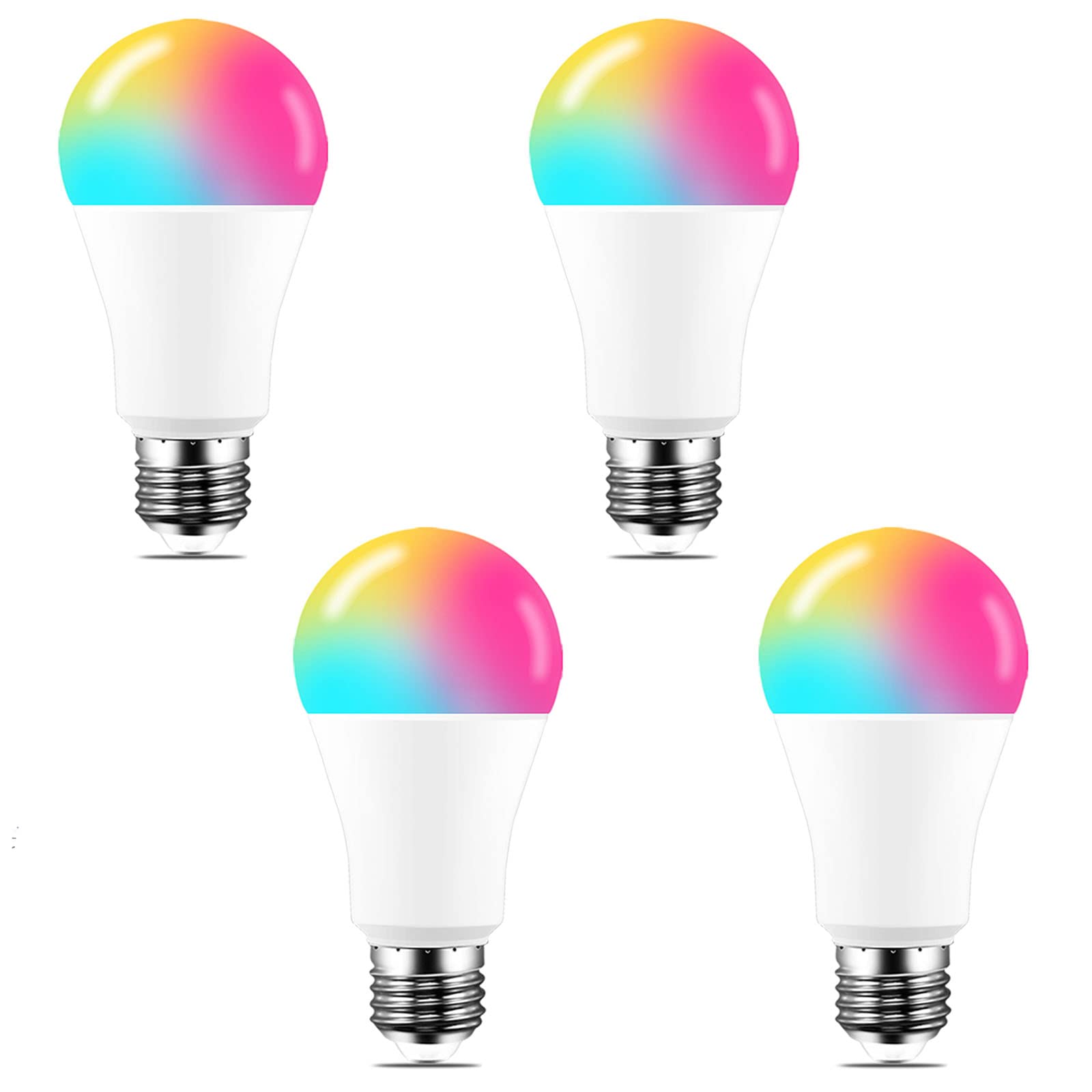 Bombillas Inteligentes, RGBW Cambio De Color Control Remoto Regulable 15W Bombilla LED [4 Pack] E27 B22 con Alexa,Google Home WiFi Bombilla No Necesita Concentrador,RGB WW,E27