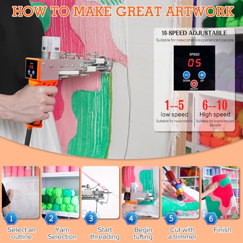 Image of Rug Tufting Gun with Carpet Trimmer Kit,Tufting Gun Starter Kit Professional Tufting Rug Making Machine,2 in 1 Cut Pile Loop Pile Tufting Gun Kits for Beginners and Amateur