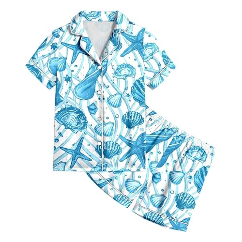 Satin Silk 𝐏a𝐣amas for Kids Girls Short Sleeve Button-Down 𝐏𝐣s 𝐋oun𝐠ewear Sets with Shorts Cute Silk 𝐒lee𝐩wear3