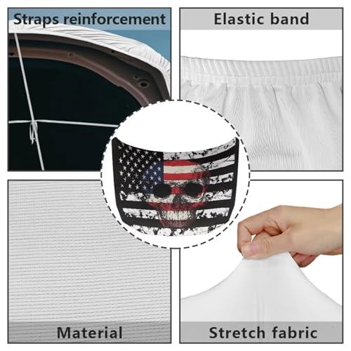 Image of Sunset American Flag Skull Washed Car Hood Cover for Leaves for Auto Car Truck, Van, SUV, Pickup