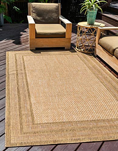 Unique Loom Outdoor Border Collection Area Rug - Multi Border (7' 1