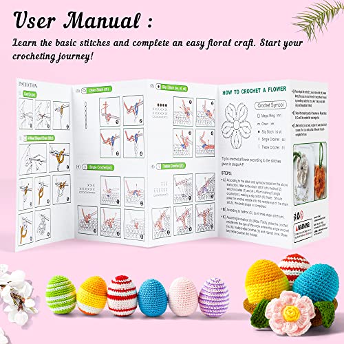 Image of Crochet Yarn Kit for Beginners Adults and Kids, Includes 1650 Yards 30 Colors Acrylic Skeins, User Manual, Hooks, Pink Bag etc, Make Amigurumi & Crocheting Projects, Starter Set for Professionals