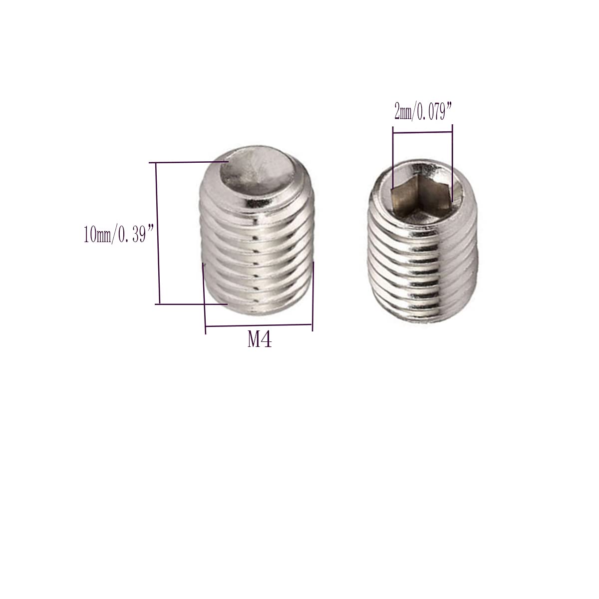 10 Vis Sans Tête M4 X 4mm – Acier Allié Grade 12.9, Six Pans Creux