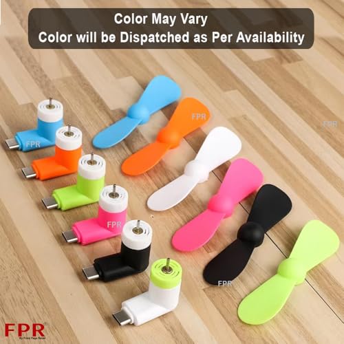 Image of FPR Mini USB Type-C Mobile Fan Portable Fan Any Android Smartphone and Typ-C Output Port for Kids, Adults, Kitchen, Travle, Indoor & Outdoor Use (1Pc, Color May Vary)