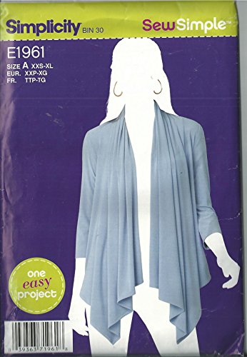 Simplicity 1961 gilet Knit Cardi-wrap confortable pour vos moments de détente XXS-XL