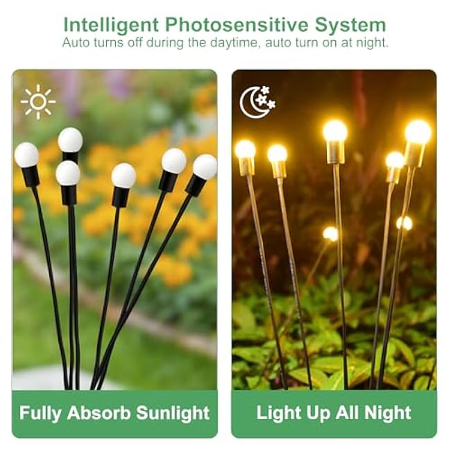 Solar Outdoor Lights, 6 Pack Firefly Solar Garden Lights for Outside, Garden Decorations