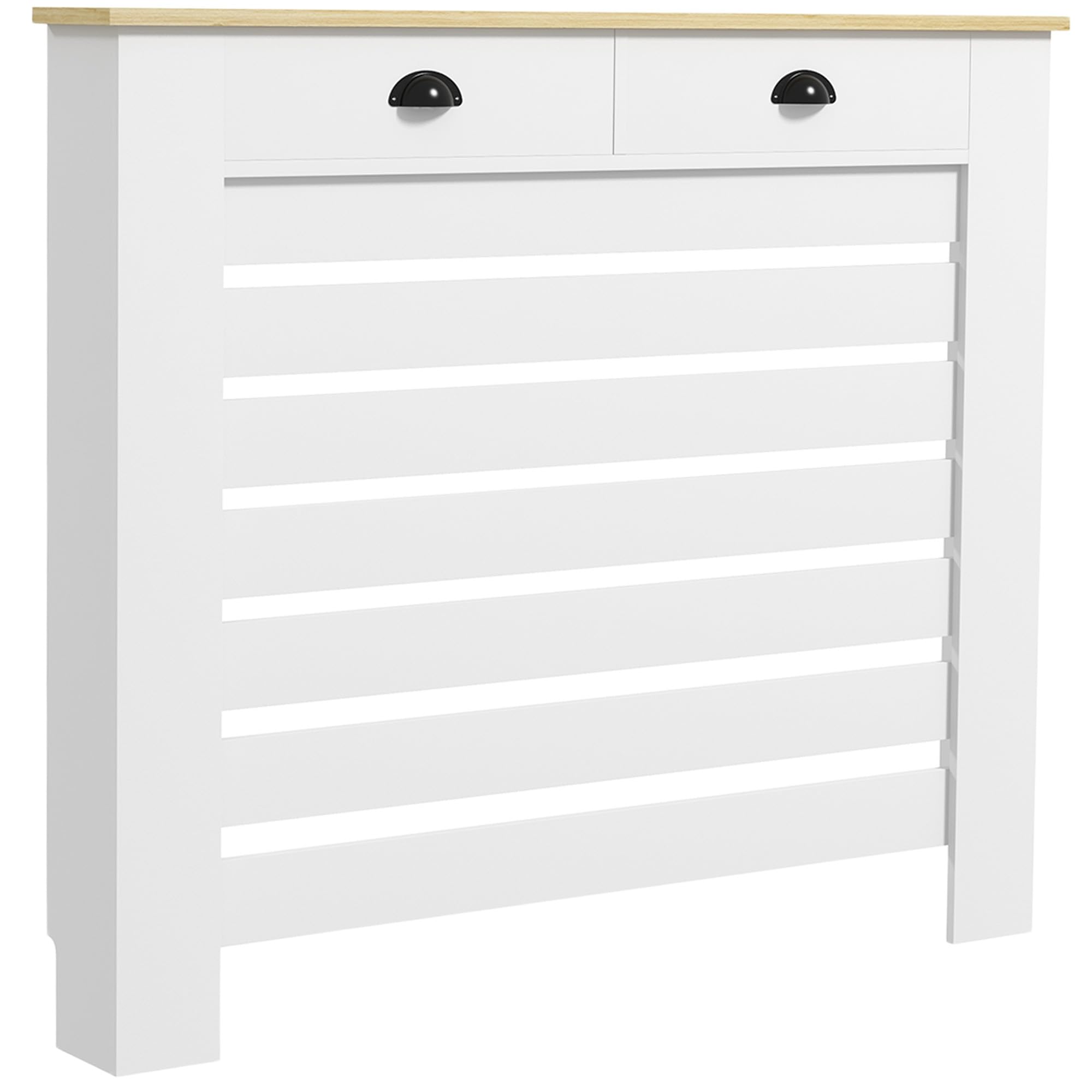 HOMCOM Radiator Cover with Drawer, Horizontal Slat, White