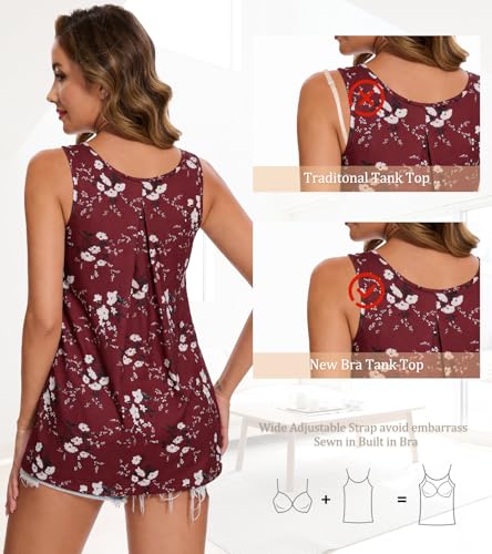 Image of Camisoles for Women with Built in Bra Adjustable Strap Tank Tops Cami Sleeveless Summer Tops for Workout Sleeping Traveling