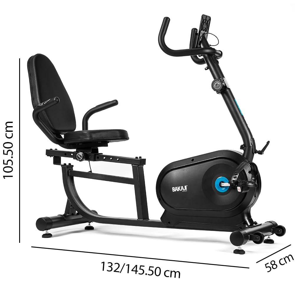 BAKAJI Cyclette Magnetica da Casa con Sedile Regolabile Ergonomico, Bici Fitness per Allenamenti Cardio, Bicicletta per Palestra Sport di Resistenza con Schermo LCD e Controllo Frequenza Cardiaca