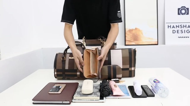 Bolso de mano para mujer YOUNXSL, conjunto de 6 piezas: bolso de hombro, bandolera, cartera, clutch y bolso para llaves, estilo satchel y tote con asa superior miniatura 7