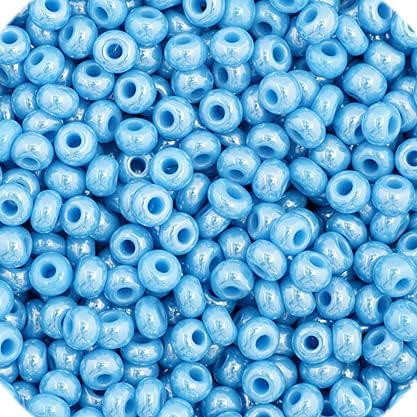 Czech Glass Seed Beads 11/0 (2.1mm Diameter) Opaque Blue Luster DIY Jewelry Making Beadss - 250g Bulk Bag by Preciosa (Jablonex)