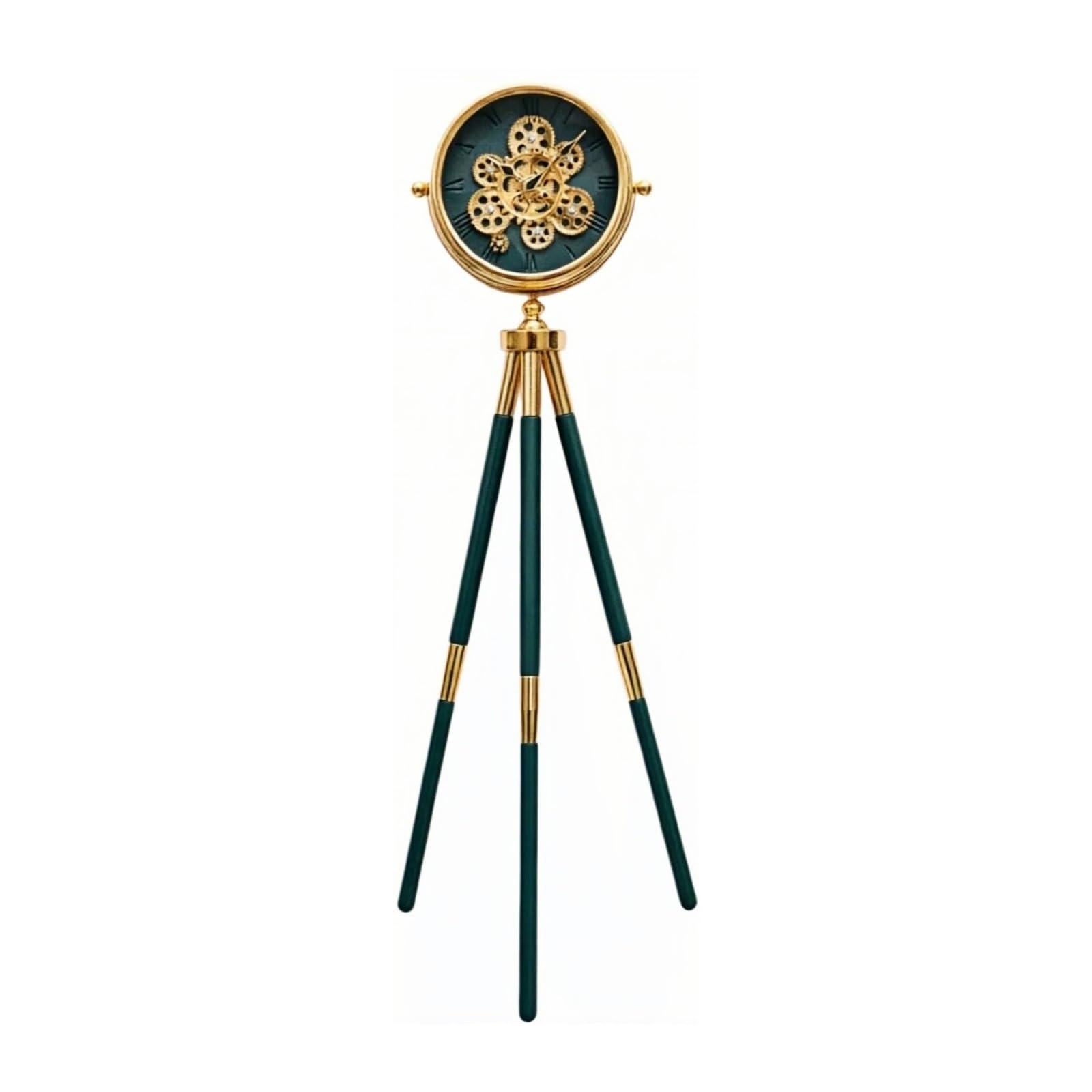 HLHLOP777 Grandfather Alarm Metal Floor Standing Clock Tripod Quartz Silent for Living Room and Office Floor Clock(Blue)